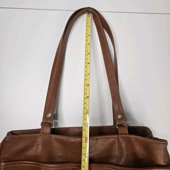 Vintage Shoulder Tote Purse Bag Montella Western Classic Brown Leather - Picture 14 of 16